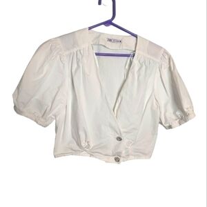 WHITE Zara Diamond Crop Top Size Mediun